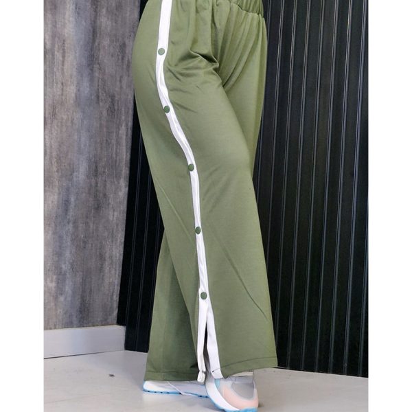 شلوار دورس بغل دکمه نوار سفید