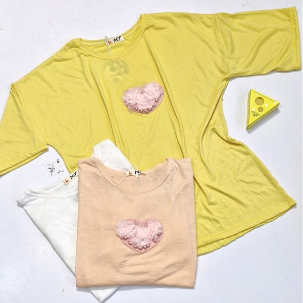 تیشرت قلب مرواریدی