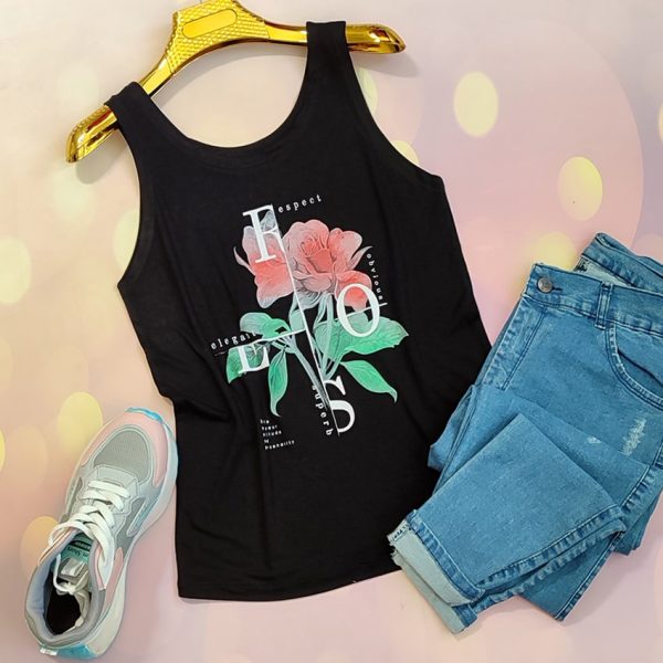 30200322--1-min تاپ حلقه ای مشکی چاپ گل - مانتو پاتریس رشت