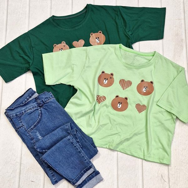 تیشرت کراپ خرس و قلب