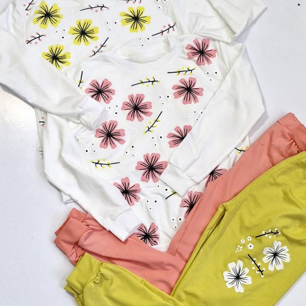 ست بلوز شلوار گلدار رنگی