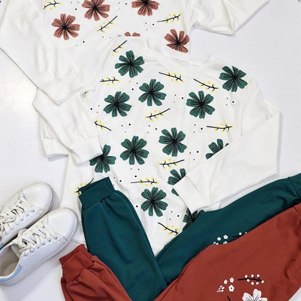 ست بلوز شلوار گلدار رنگی