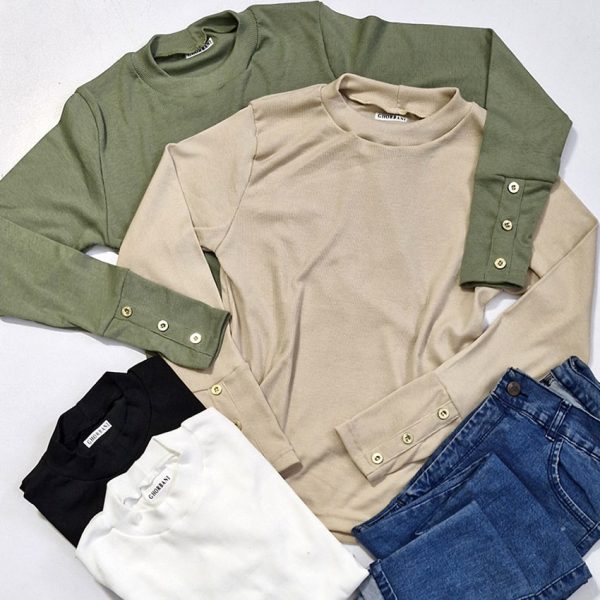 بلوز فانریپ آستین بلند 3 دکمه