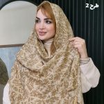 شال پلیسه طرحدار کرم