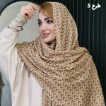 شال پلیسه طرحدار کرم