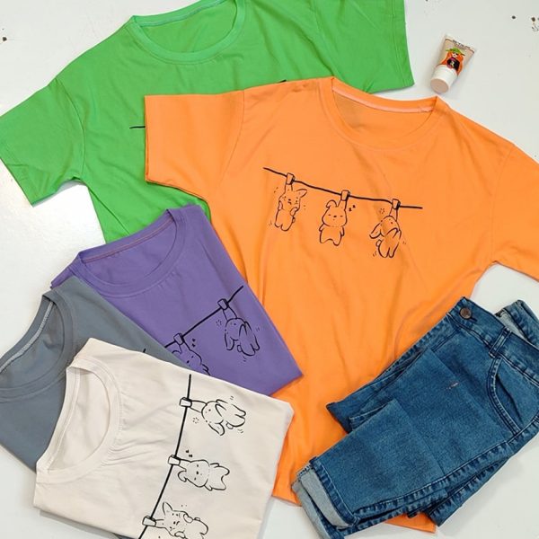 تیشرت نخ پنبه چاپ 3 خرگوش