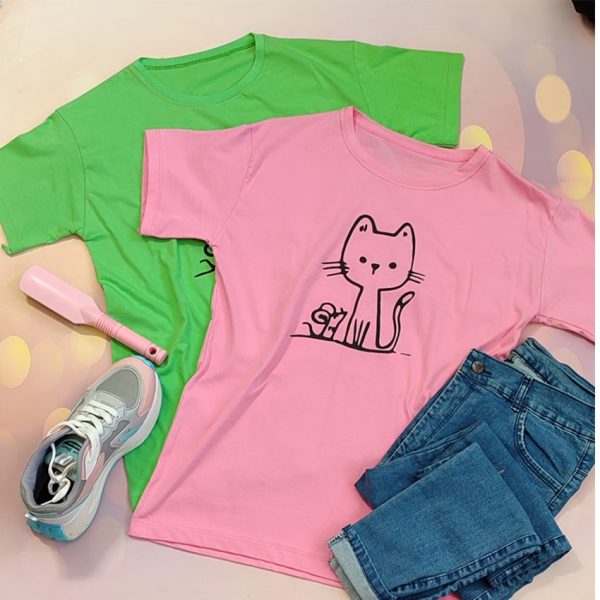 تیشرت چاپ گربه - مانتو پاتریس رشت