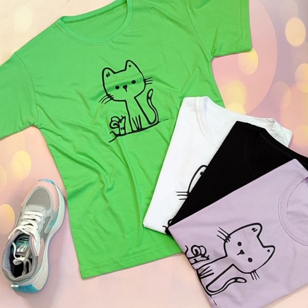 تیشرت چاپ گربه - مانتو پاتریس رشت