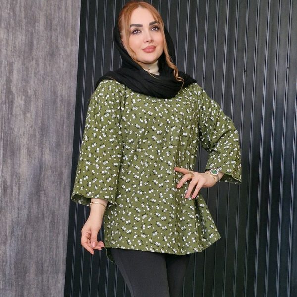 351002100-1-min تونیک جلوبسته گلدار لینن