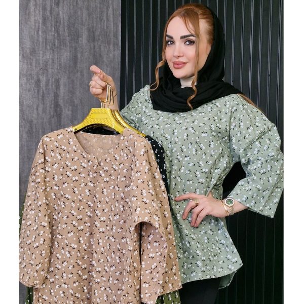 تونیک جلوبسته گلدار لینن