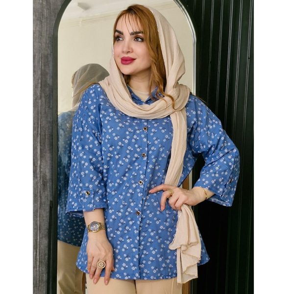 مانتو لینن گل سفید