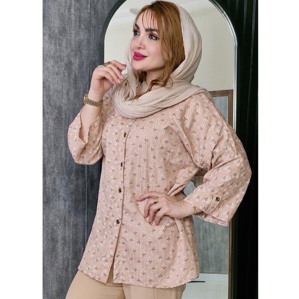 مانتو لینن گل سفید