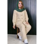 ست مانتو شلوار شانتون بغل دکمه - مانتو پاتریس رشت