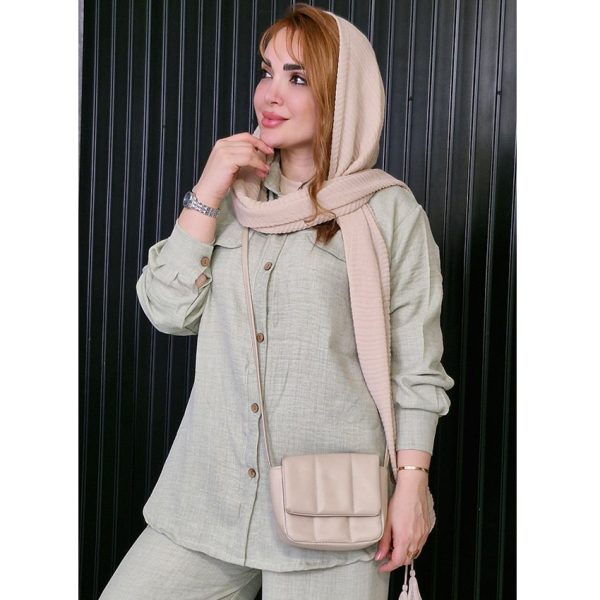 ست مانتو شلوار شانتون بغل دکمه