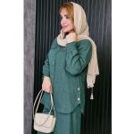 ست مانتو شلوار شانتون بغل دکمه