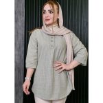 تونیک 3 دکمه راه راه لینن