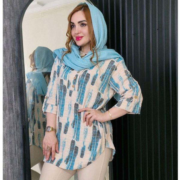 تونیک کریشه دکمه چوبی رنگی