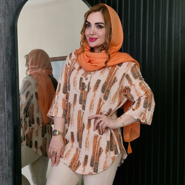 تونیک کریشه دکمه چوبی رنگی