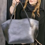 کیف دو تیکه بزرگ چرم مشکی - مانتو پاتریس رشت