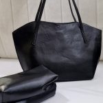 کیف دو تیکه بزرگ چرم مشکی - مانتو پاتریس رشت