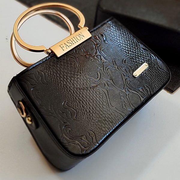 کیف فشن دسته طلایی پوست ماری