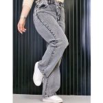 شلوار نیم بگ طوسی جین