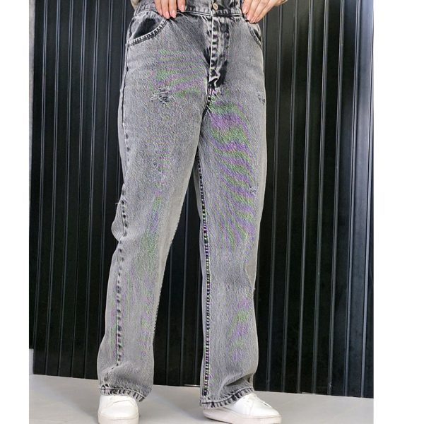 شلوار نیم بگ طوسی جین - مانتو پاتریس رشت