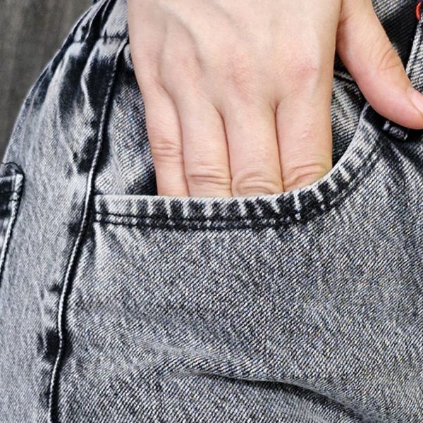 شلوار نیم بگ طوسی جین