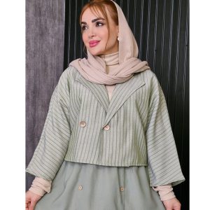 ست کت و دامن لینن راه راه رنگی - مانتو پاتریس رشت