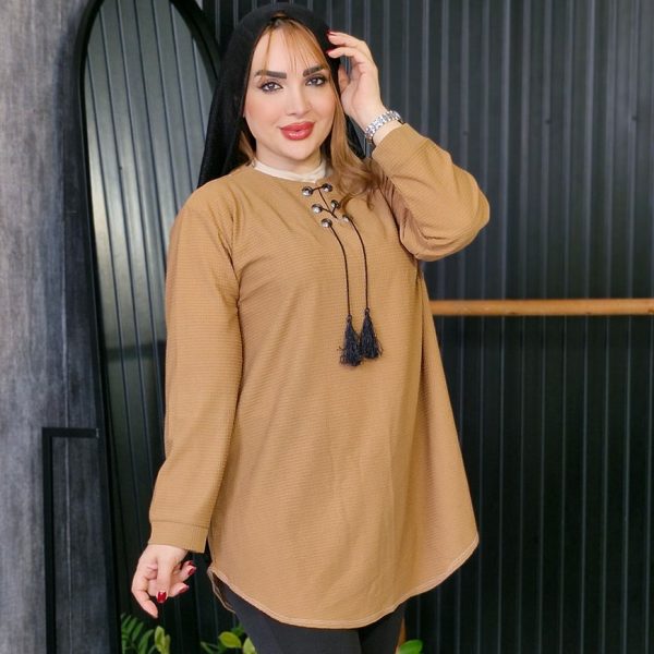 تونیک یقه پرچی بیسکوییتی - مانتو پاتریس رشت