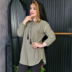 تونیک یقه پرچی بیسکوییتی