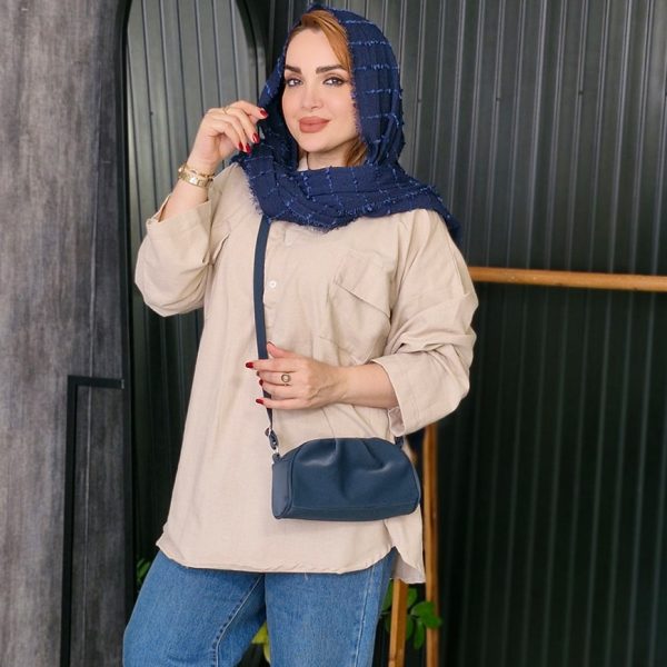 مانتو جلوبسته لینن دو جیب