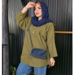 مانتو جلوبسته لینن دو جیب