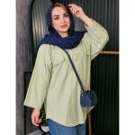 مانتو جلوبسته لینن دو جیب