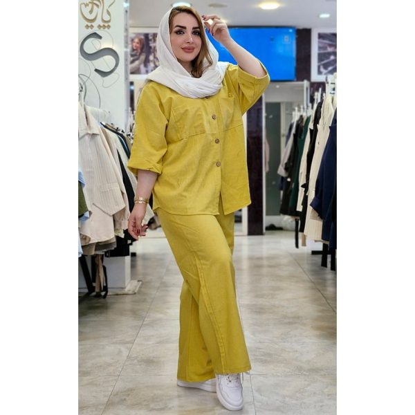 ست لینن دکمه دار