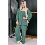 ست تونیک شلوار شانتون یقه گرد