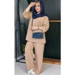 ست تونیک شلوار شانتون یقه گرد