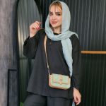 ست تونیک شلوار شانتون یقه گرد