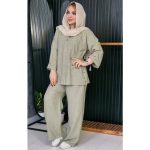 ست تونیک شلوار شانتون یقه گرد - مانتو پاتریس رشت