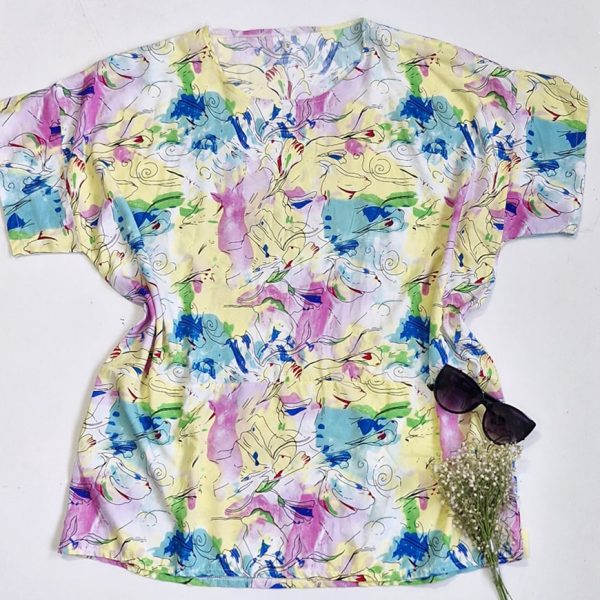 تیشرت نخی قواره بزرگ طرحدار