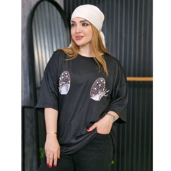 تیشرت لانگ چشم مرواریدی