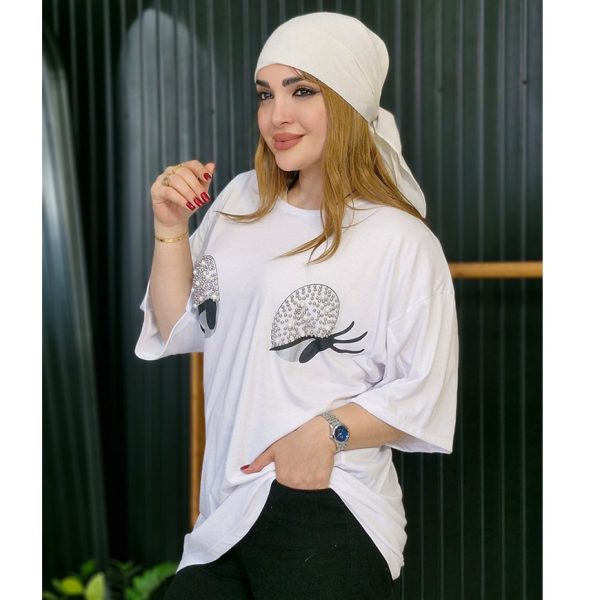 تیشرت لانگ چشم مرواریدی