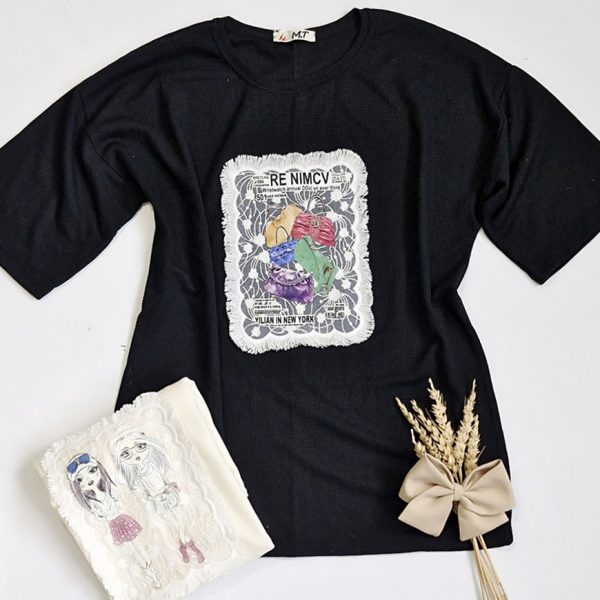 تیشرت بیسکوییتی جلو ریش طرحدار - مانتو پاتریس رشت