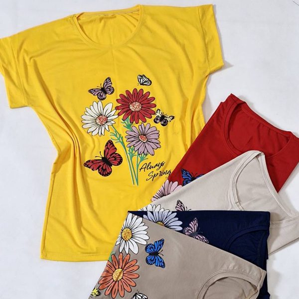 تیشرت ویسکوز چاپ گل