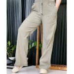 شلوار نیم بگ کتان بنگال زیتونی