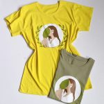 تیشرت چاپ دختر و برگ نخ پنبه