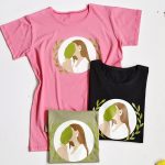 تیشرت چاپ دختر و برگ نخ پنبه