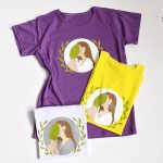 تیشرت چاپ دختر و برگ نخ پنبه