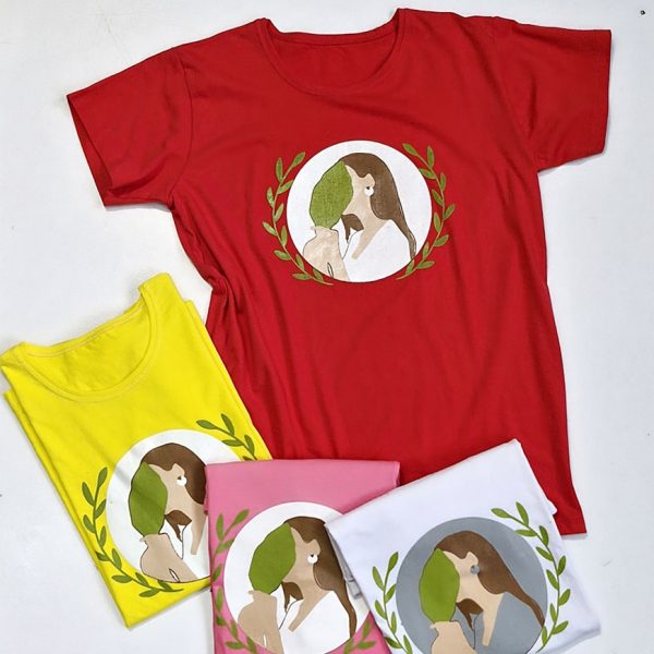 تیشرت چاپ دختر و برگ نخ پنبه - مانتو پاتریس رشت