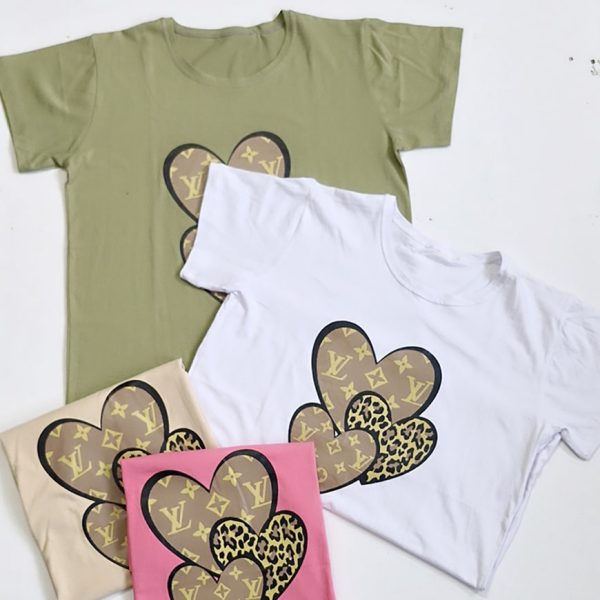 تیشرت نخ پنبه قلب پلنگی